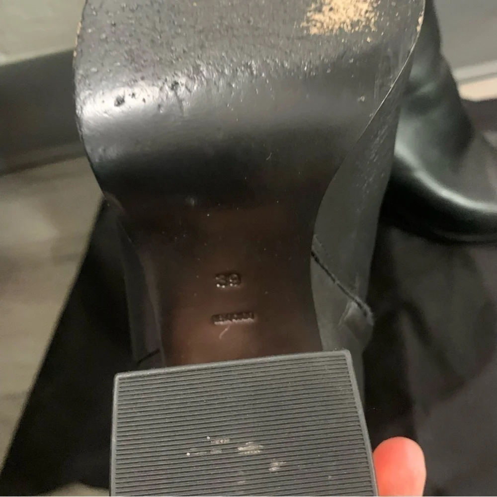 ✅ Alexander Wang Ankle Bootie Gabi Metallic Rose Gold Cutout Heel Black Leather